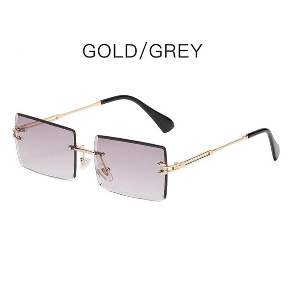 Rimless Sunglasses Small Square Female Summer Traveling Brown Glasses