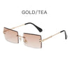 Rimless Sunglasses Small Square Female Summer Traveling Brown Glasses