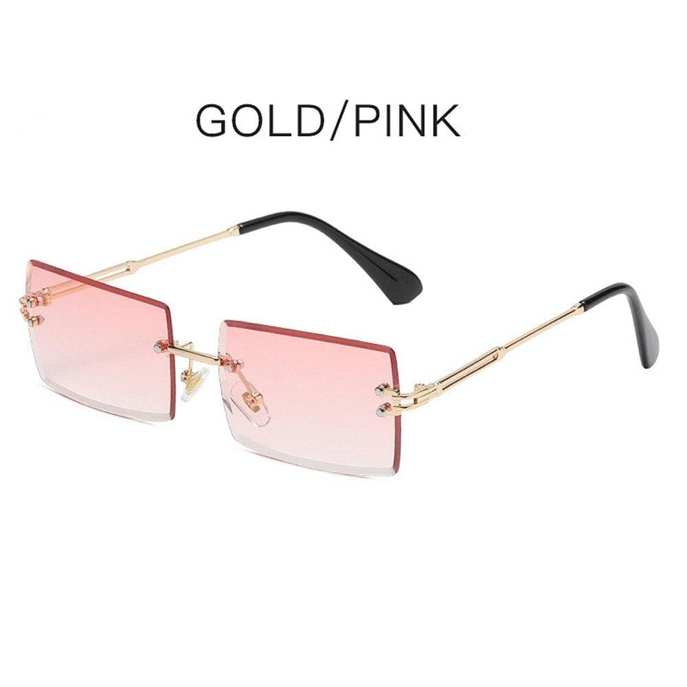 Rimless Sunglasses Rectangle Fashion Popular Women Men Shades Small Square  Sun Glasses For Female Summer Traveling Brown Oculos