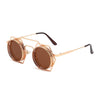 Round Steampunk Sunglasses Fashion Punk Metal Special-shaped Vintage Rap Hip-Hop Anti-UV400 Sunglasses