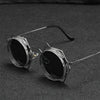 Round Steampunk Sunglasses Fashion Punk Metal Special-shaped Vintage Rap Hip-Hop Anti-UV400 Sunglasses