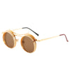 Round Steampunk Sunglasses Fashion Punk Metal Special-shaped Vintage Rap Hip-Hop Anti-UV400 Sunglasses