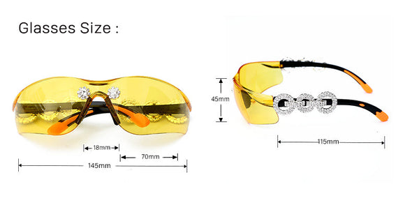 Diamond Rimless Sunglasses Women Men O Rhinestone Sunglasses Shield Goggle Eyeglasses Shades Luxury Brand Designer Sun Glass