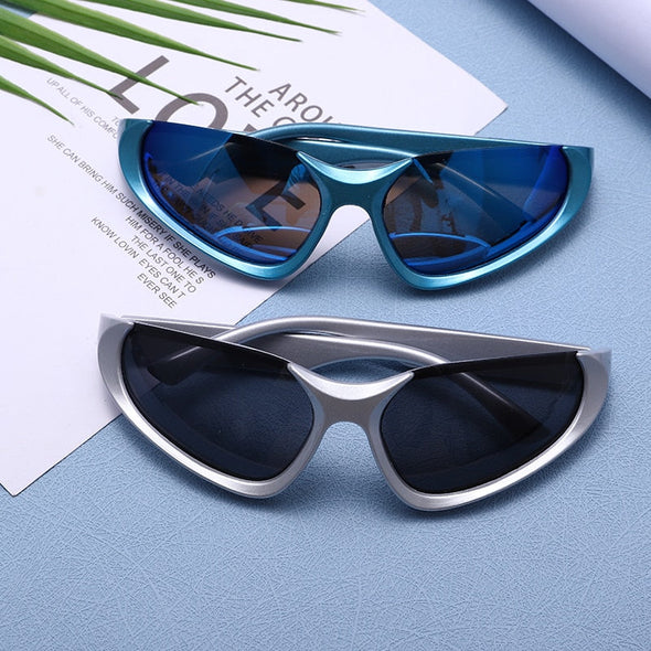 Steampunk Mirror Sports Sunglasses Women Punk Wrap Around Sun Glasses For Men Windproof Goggles UV400 Half Frame Eyewears