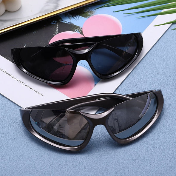 Steampunk Mirror Sports Sunglasses Women Punk Wrap Around Sun Glasses For Men Windproof Goggles UV400 Half Frame Eyewears