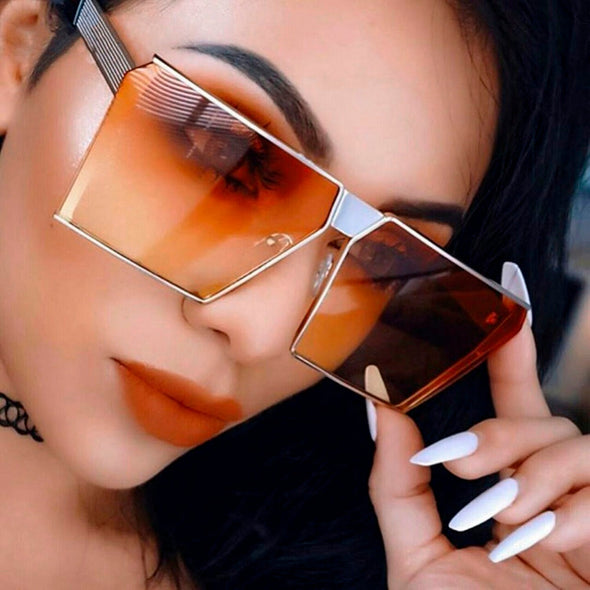 Novelty Unique Oversized Shield UV400 Gradient Vintage sunglasses