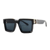 Oversize Square Sunglasses Men Flat Lens Brand Designer Fashion Women Blue Mirror Shades