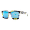 Oversize Square Sunglasses Men Flat Lens Brand Designer Fashion Women Blue Mirror Shades