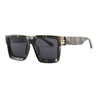 Oversize Square Sunglasses Men Flat Lens Brand Designer Fashion Women Blue Mirror Shades