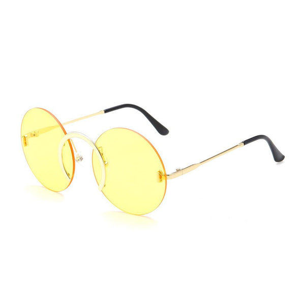 Fashion Unique Nose Ring Round Sunglasses Women Vintage Rimless Clear Ocean Lens Eyewear Men Sun Glasses
