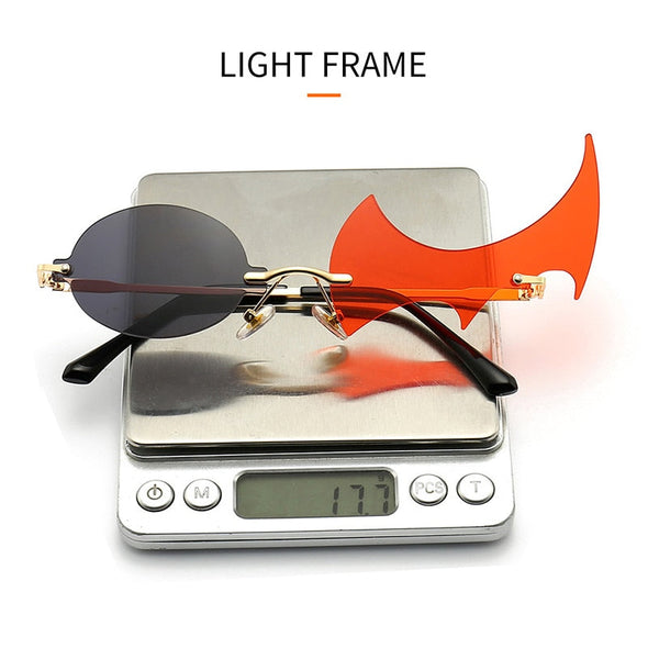 Fashion Unique Rimless Round Flame Shape Sunglasses Women Vintage Clear Ocean Lens Eyewear Men Irregular Sun Glasses