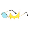 Fashion Unique Rimless Round Flame Shape Sunglasses Women Vintage Clear Ocean Lens Eyewear Men Irregular Sun Glasses