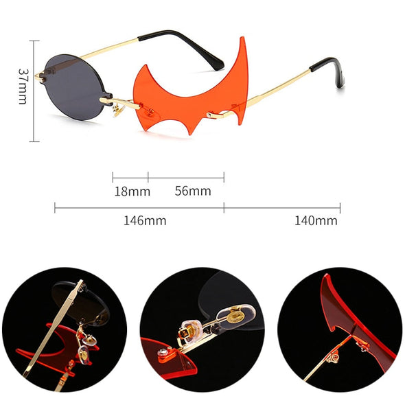 Fashion Unique Rimless Round Flame Shape Sunglasses Women Vintage Clear Ocean Lens Eyewear Men Irregular Sun Glasses