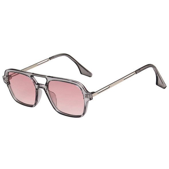 Retro Double Bridges WomenFashion Pink Gradient Eyewear Trending Hollow Leopard Blue Sun Glasses Men Shades