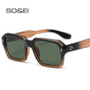 Vintage Square Women Sunglasses Fashion Double Color Men Trending Punk Rivets Gradient Sun Glasses Shades UV400