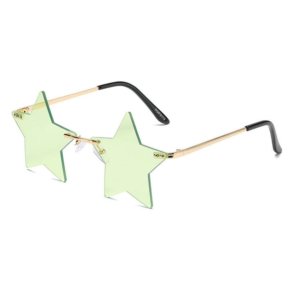 Vintage Unique Star Shape Mirror Rimless Sunglasses Women Fashion Clear Ocean Lens Eyewear Men Trending Sun Glasses Shades
