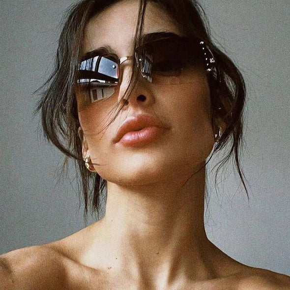 Square Diamond Sunglasses Women Rimless Eyewear Women/Men Rectangle Sunglasses