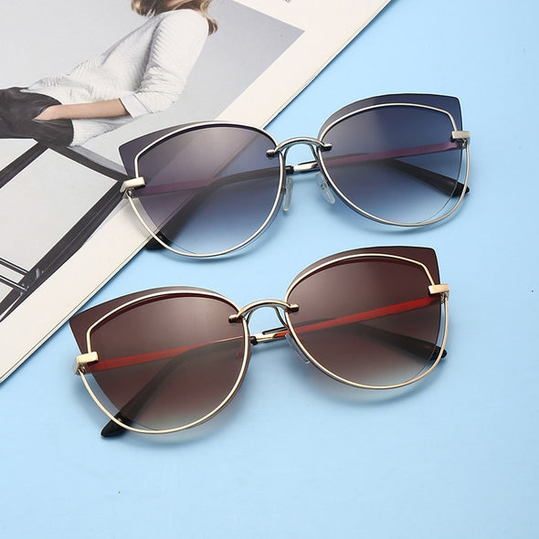 Sexy retro olho de gato óculos de sol das mulheres marca de metal designer de luxo condução óculos de sol feminino vintage moda senhoras oculos de sol