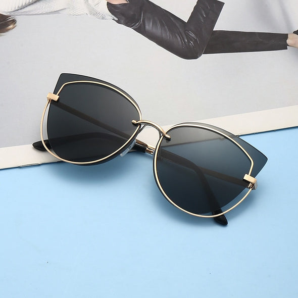 Sexy retro olho de gato óculos de sol das mulheres marca de metal designer de luxo condução óculos de sol feminino vintage moda senhoras oculos de sol