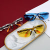 Diamond Rimless Sunglasses Women Men O Rhinestone Sunglasses Shield Goggle Eyeglasses Shades Luxury Brand Designer Sun Glass