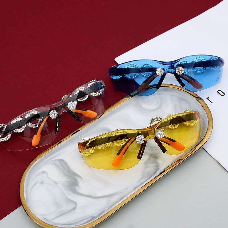 Luxury Designer Fashion Rimless Women Vintage Brand Shades Bling