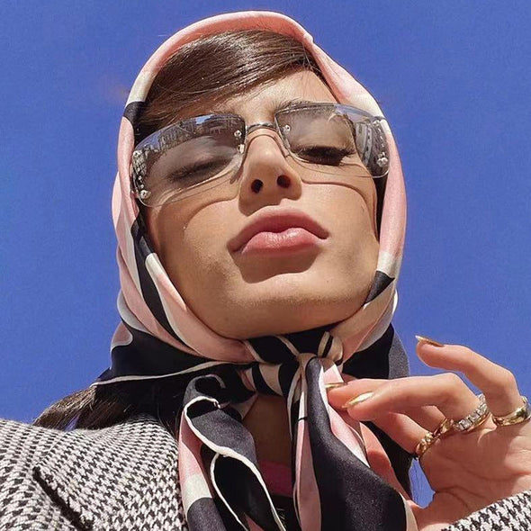 Square Diamond Sunglasses Women Rimless Eyewear Women/Men Rectangle Sunglasses