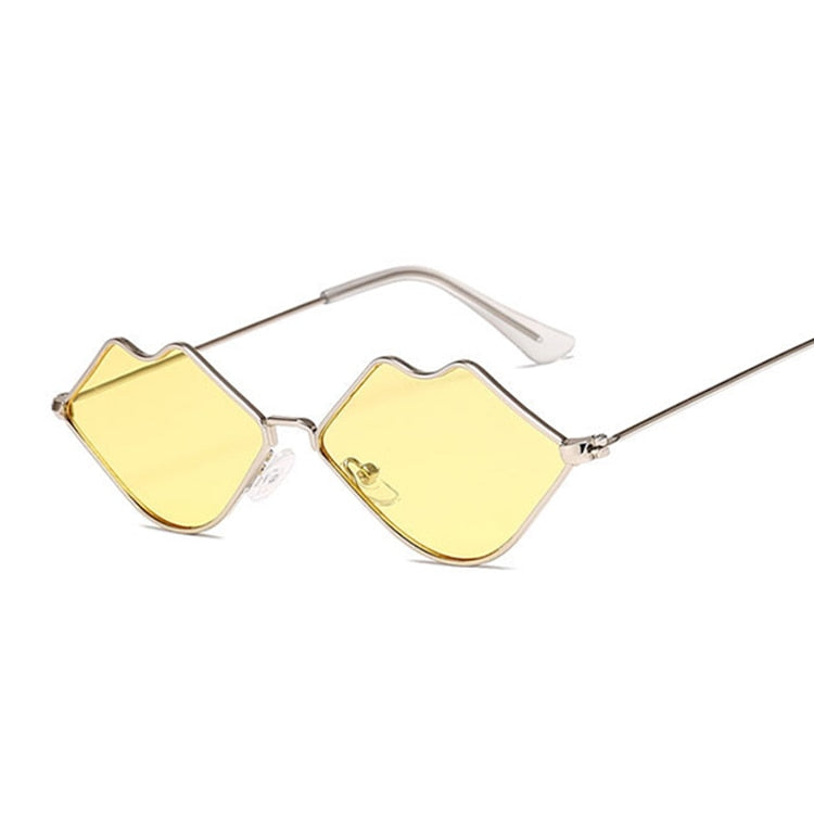 Small Frame Sunglasses Women Retro Lips Mirror Metal Sun Glasses