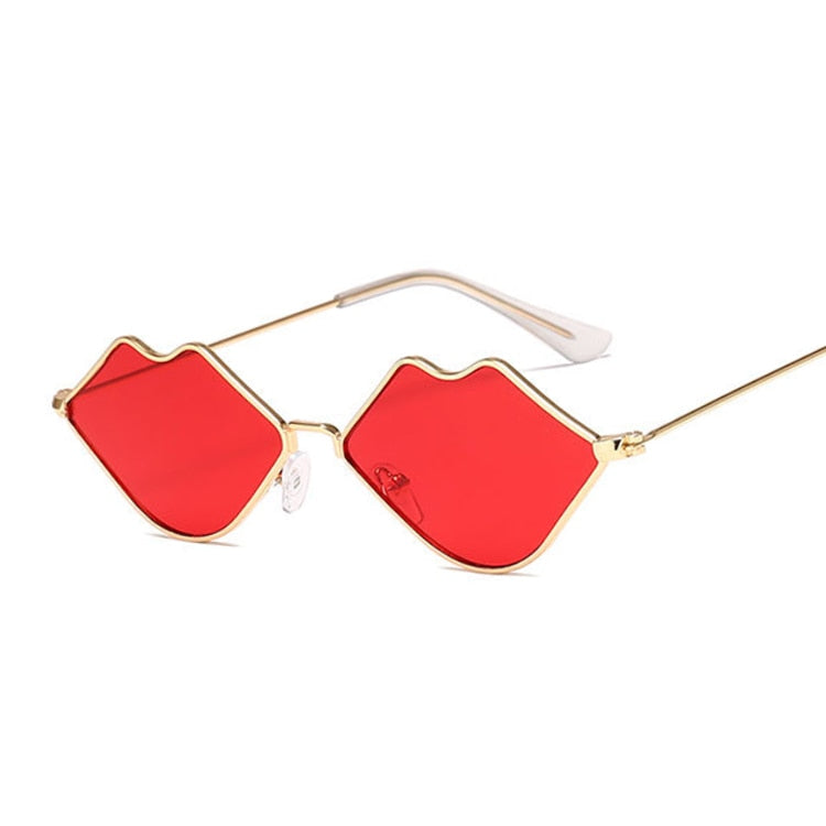 Small Frame Sunglasses Women Retro Lips Mirror Metal Sun Glasses