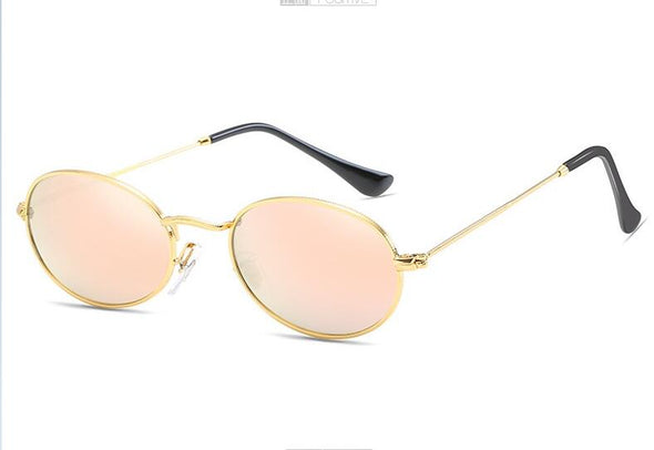 Small Oval Mirror Sunglasses For Women Pink Luxury  Men Brand Designer Eyewear Shades Ladies Alloy Sun Glasses UV400 Eyegla