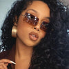 Small Square Rimless Sunglasses Women Eyewear Fashion Brown Clear Shades Glasses Vintage Luxury Brand Sun Glasses Female