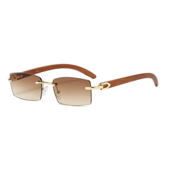 Sqaure Brand Designer Sunglasses Men Women Sun Glasses Wood Frames Rimless Black Eyeglasses Fashion Eyewear Gafas De Sol