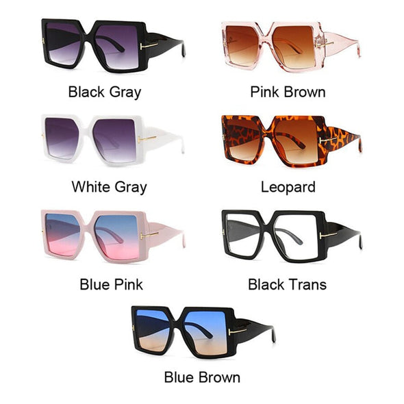 Square Sunglasses Woman Black Oversized Sun Glasses Female Retro Vintage Big Frame Gradient Mirror Lunette De Soleil Femme