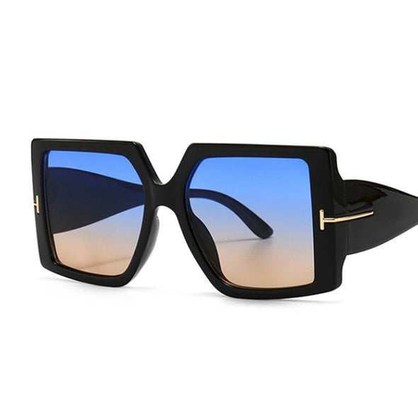 Square Sunglasses Woman Black Oversized Sun Glasses Female Retro Vintage Big Frame Gradient Mirror Lunette De Soleil Femme