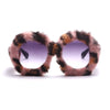 Steampunk Oversized Sunglasses Women Soft Fur Sun Glasses Men UV400 Gradient Goggle Shades Handmade Eyewear