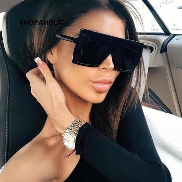 Women Sexy Leopard Big Flat Frame Sunglasses
