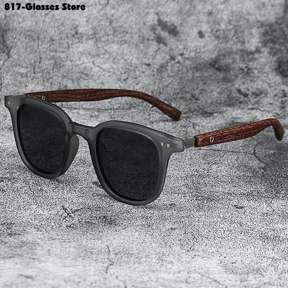 Sunglasses for Men Women's Trendy Retro Wood Grain Polarized UV Protection Eyewear Cycling Outdoor Street Photography