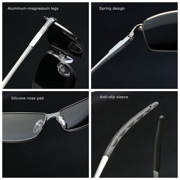 Classic Aluminum Sunglasses Men's brand designer Polarized Coating Lens Square Men Driving Sun Glasses