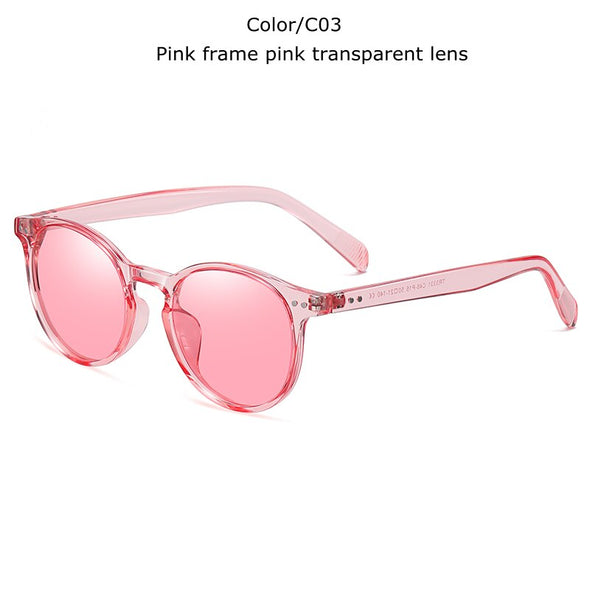 New Ultralight TR90 Polarized Sunglasses Men Women Driving Round Pink Shades Vintage Sun Glasses