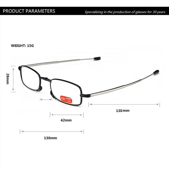 Titanium Alloy Folding Reading Glasses Foldable Presbyopia Men Women Ultra light Eyewear With Case Anti blue light 1.0 1.5 2.0