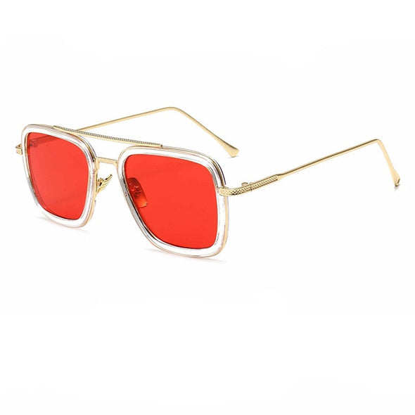 Tony Stark Robert Downey Men Women Sunglasses Brand Design Square Transparent Lenses Sun Glasses Fashion Vintage Male Eyewear
