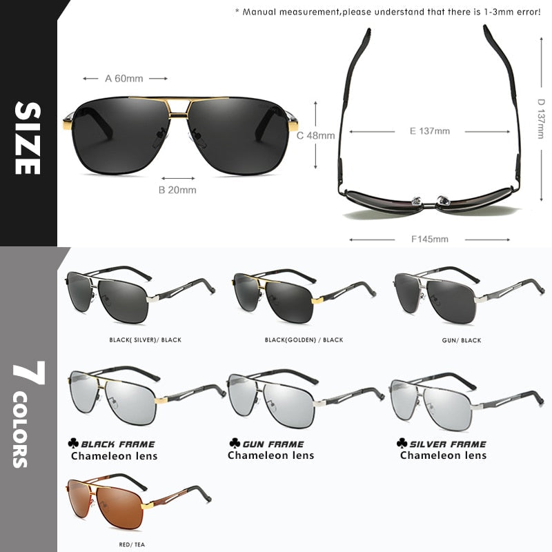 Aluminum Magnesium Square Polarized Photochromic Sunglasses Men Sun Gl ...