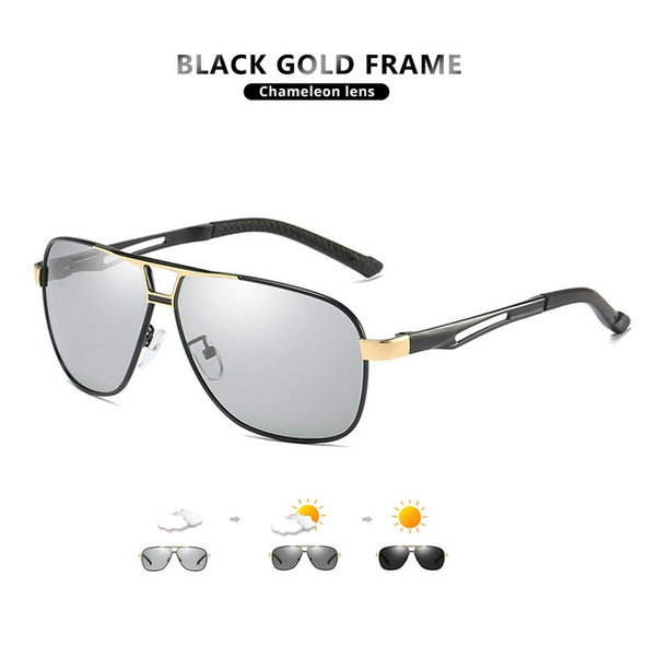 Top Quality Square Retro Photochromic Aluminum Sunglasses Men Polarized Driving Women Sun Glasses For Men Brown