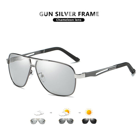 Top Quality Square Retro Photochromic Aluminum Sunglasses Men Polarized Driving Women Sun Glasses For Men Brown