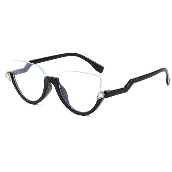 Transparent Cat Eye Prescription Glasses Frame Eyewear Glasses Optical Spectacle Diamond Clear Lens Eyeglasses