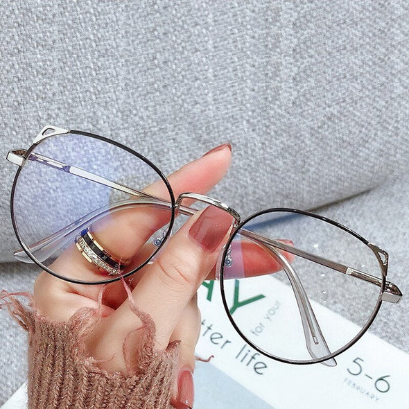 Trends Office Cat Eye Anti Blue Light Glasses Women Blue Blocking Computer Goggles Oversized Big Size Eyeglasses Alloy Frame