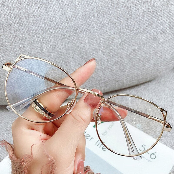 Trends Office Cat Eye Anti Blue Light Glasses Women Blue Blocking Computer Goggles Oversized Big Size Eyeglasses Alloy Frame