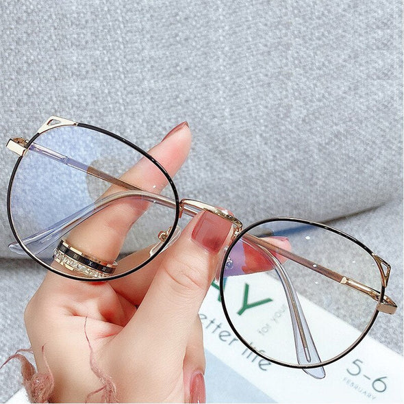 Trends Office Cat Eye Anti Blue Light Glasses Women Blue Blocking Computer Goggles Oversized Big Size Eyeglasses Alloy Frame