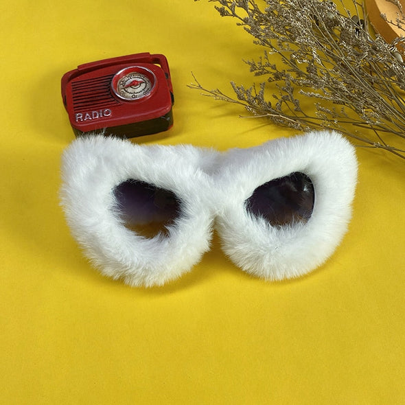 Trendy Cat Eye Kardashan Sunglasses Women Punk Soft Fur Velvet Sun Glasses Ladies Handmade Eyewear Gafas De Sol