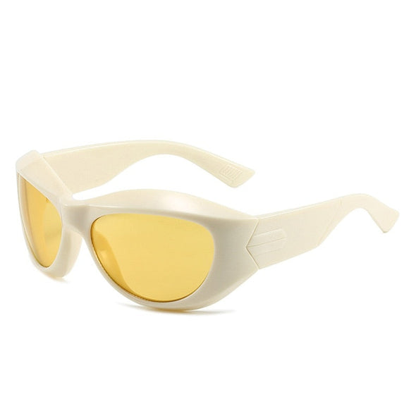Unique Irregular Hip Hop Sunglasses For Women New Brand Stripe Leg Arc Cool Sun Glasses Men Y2K Vintage Gothic Shades Goggles