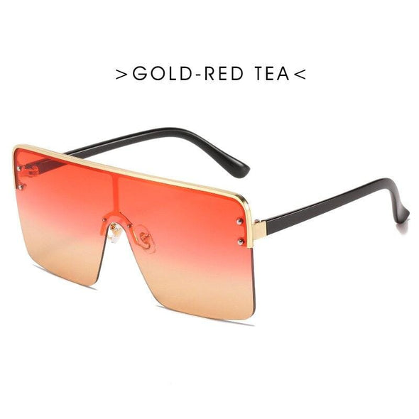 Oversize Gradient Sunglasses Women Rimless Square Big Frame Shield Sunglasses